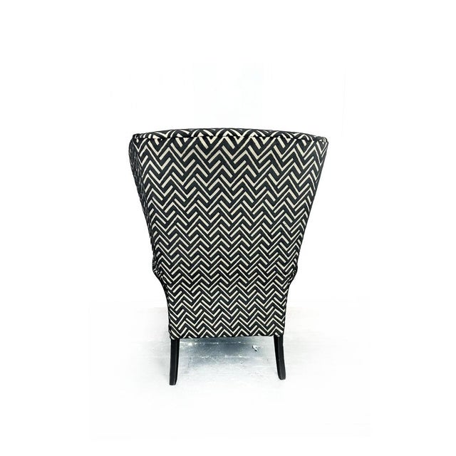 Parker Knoll Mid-Century Modern #750 Froxfield Wing Back Chair in Mono Velvet Jacquard by Parker Knoll, 1980s For Sale - Image 4 of 12