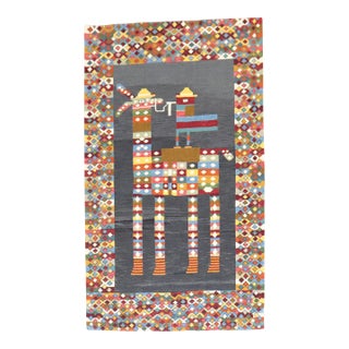 Late 20th Century Persian Pictorial Kilim - 3'11" x 6'3" For Sale