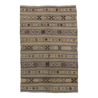 Vintage Circa 1940 Turkish Flat Weave Jajim Kilim Rug, 5ft 1in X 7ft 8in For Sale
