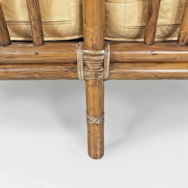 Mid-Century Modern American Rattan and Beige Floreal Fabric Sofa attributed to McGuire, 1970s For Sale - Image 16 of 18