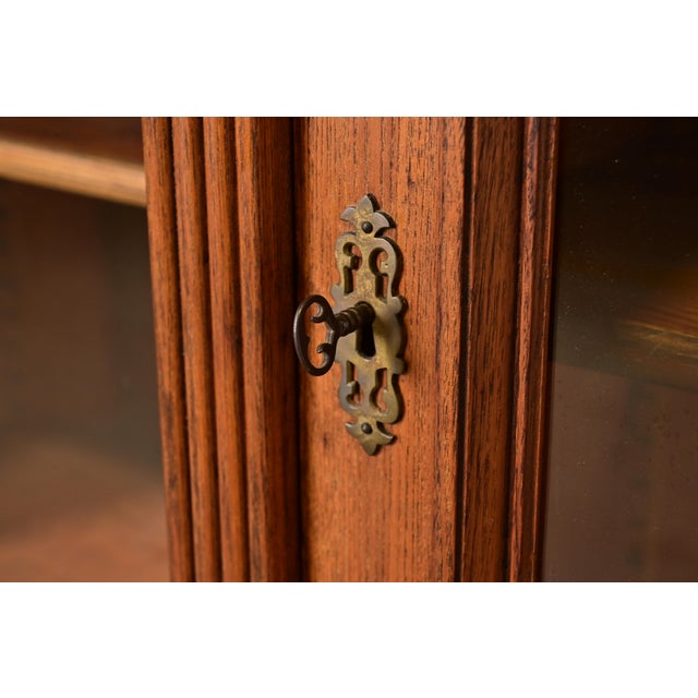 Herter Brothers Style Antique Eastlake Victorian Carved Oak Triple Bookcase Cabinet, Circa 1880s For Sale In South Bend - Image 6 of 12