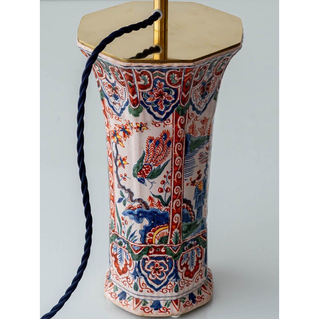 Antique Delft Chinoiserie Faience Table Lamp by Géo Martel, 1890s For Sale - Image 10 of 15