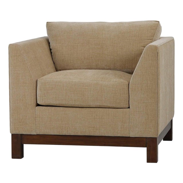 Mid-Century Modern Armchair – French Yellow Performance Fabric For Sale