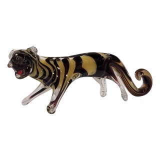 20th Century Tiger Figurine in Murano Glass, Italy, 1970s For Sale