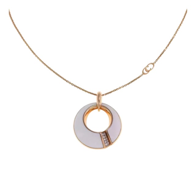 Chimento Diamond Necklace 18k Rose Gold Circle Pendant & Chain For Sale