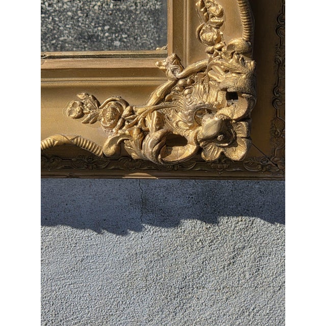 19th Century Gilded French Decorative Hand Carved Wall Mirror . For Sale - Image 18 of 18