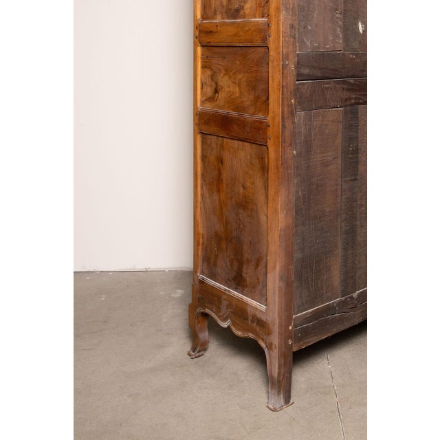 Brown Antique French Provencal Walnut Marriage Armoire, Circa 1800 For Sale - Image 8 of 18