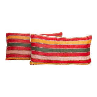 Pair of Anjar Mashru Lumbar Pillows For Sale
