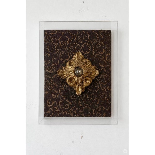 Antiqued Hand-Made Convex Mirror Architectural Fragment in Acrylic Case For Sale - Image 4 of 6