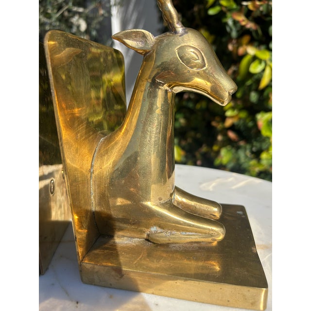 Vintage Brass Antelope Bookends – Pair For Sale - Image 14 of 15