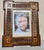 Antique desktop frame with back stand. The corners are inset with mother-of-pearl and bone. Each side is composed of woven...
