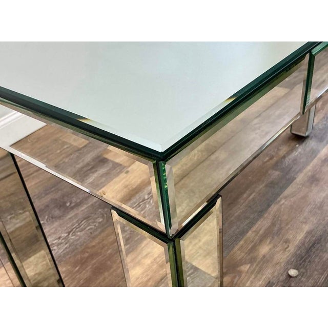White West Elm Parsons Mirrored Console Table With Two Drawers For Sale - Image 8 of 10