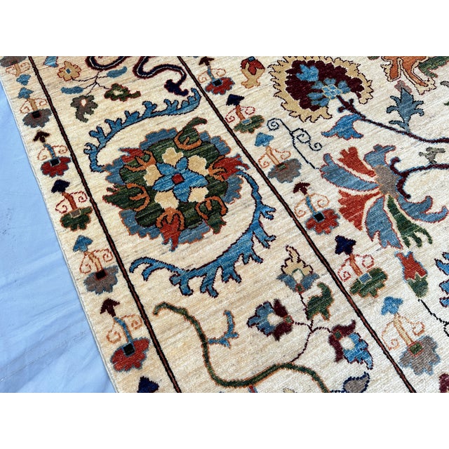 Hand-Knotted Afghan Suzani Chobi Wool Area Rug - 8'3" X 11'4" For Sale - Image 10 of 15