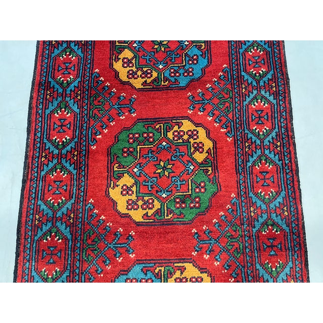 Red Philpa Tribal Wool Runner Rug With Geometric Medallions, 2'7