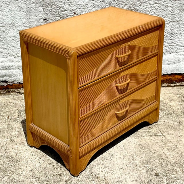 Vintage Costal Pencil Reed Chest of Drawers | Chairish