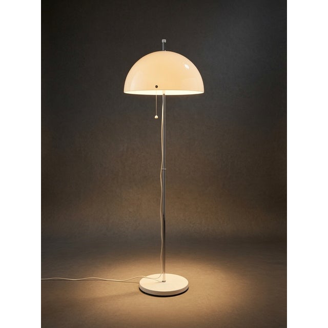 Mid-Century Modern Vintage Fagerhults Swedish Mid-Century Mushroom Floor Lamp 1970s White Dome Rare Us Find MCM Scandinavian Lighting For Sale - Image 3 of 8