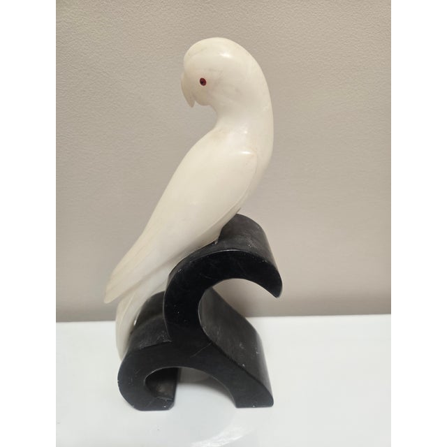 Vintage Italian Alabaster Parrot on Marble Perch For Sale In Salt Lake City - Image 6 of 6