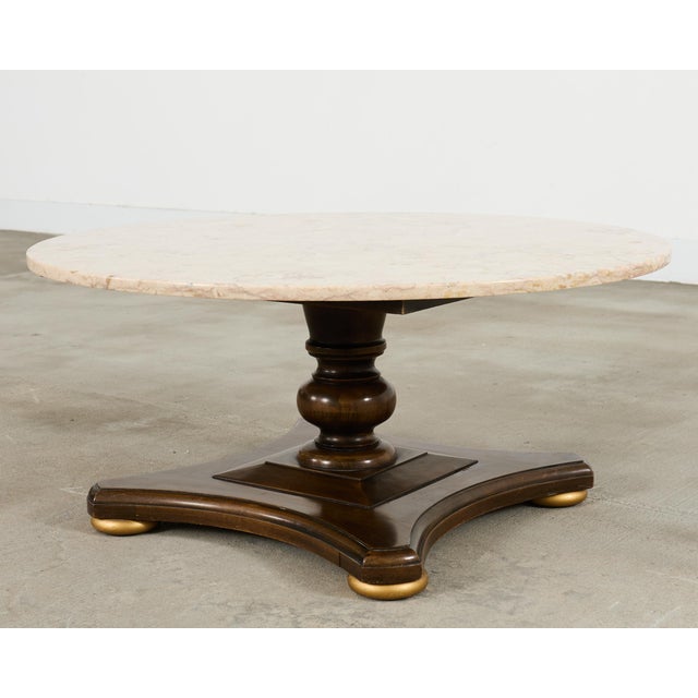 Midcentury Round Marble Top Pedestal Cocktail Table For Sale - Image 13 of 16