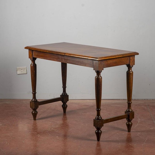 Wood Table with Turned Legs and Threaded Edge Top For Sale - Image 7 of 9