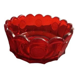 Vintage Fostoria Ruby Red Coin Glass Bowl