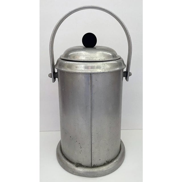 Farmhouse Mid 20th Century Aluminum Dairy Urn With Ceramic Lining and Bakelite Lid For Sale - Image 3 of 9