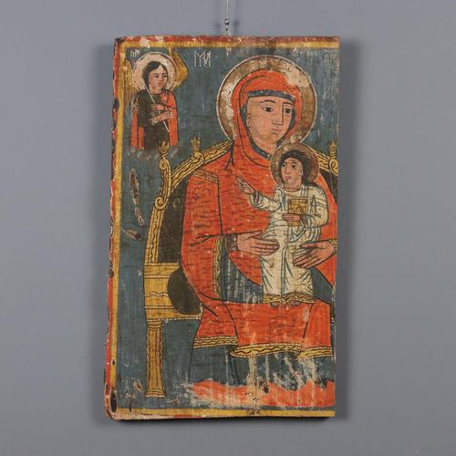 Transylvanian School, Unknown, Icon of the Madonna and Child, 19th Century, Tempera on Panel For Sale - Image 10 of 10