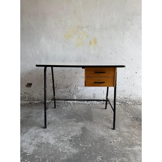 Mid-Century Modern Industrial Desk with Two Drawers, 1950s For Sale - Image 9 of 9