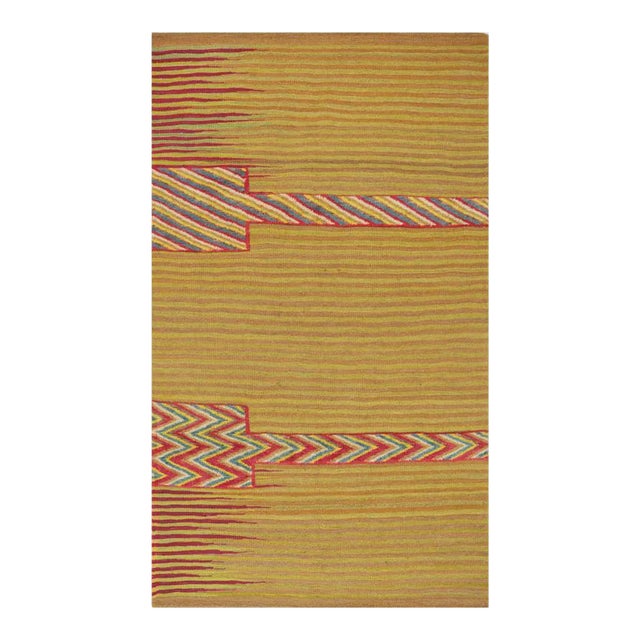 Handwoven Scandinavian Style Persian Kilim Area Rug - 3′5″ × 7′1″ For Sale