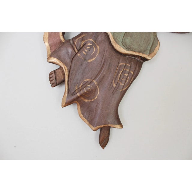 Vintage Mexican Hand Carved Wood Angels With Instruments For Sale - Image 4 of 18