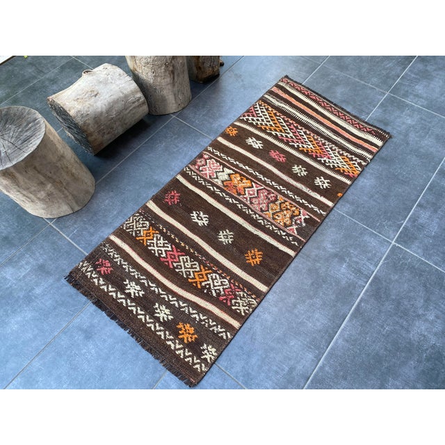 Handwoven Vintage Kilim Rug For Sale - Image 6 of 10