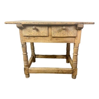 18th Century Bleached Walnut Spanish Colonial Table With Two Drawers For Sale