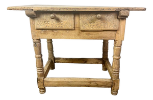 18th Century Bleached Walnut Spanish Colonial Table With Two Drawers