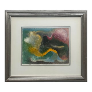 Vintage Mixed Media Abstract Painting by Manuel Mendive, Signed Dated "92 For Sale