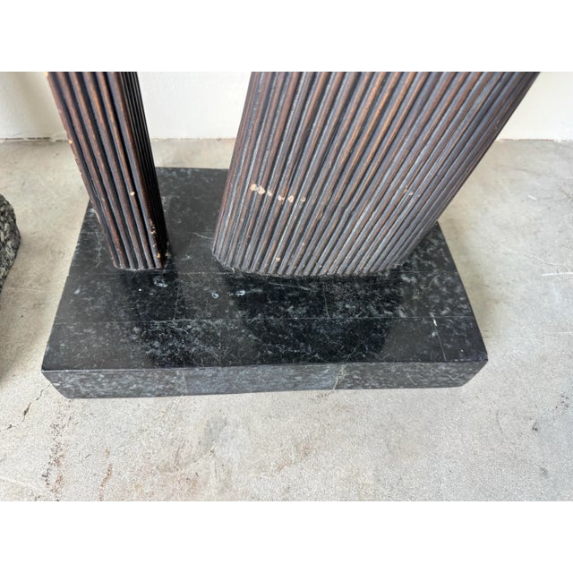 1980’s Maitland Smith Style Rattan and Tessellated Stone Peacock Bird Sculptures – A Pair For Sale - Image 10 of 12