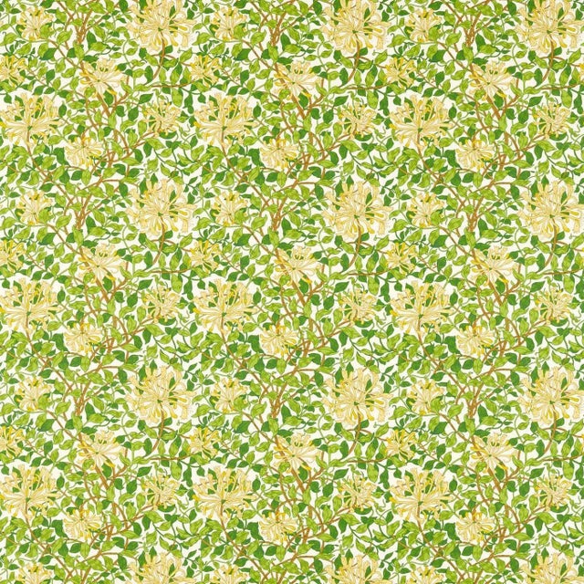 Morris & Co Honeysuckle Fabric in Cream/Chocolate - a Sample For Sale