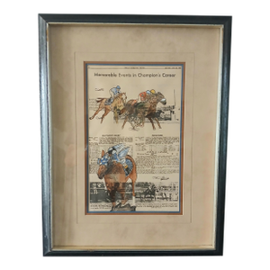 Historical Secretariat Watercolor by Noted Equestrian Painter Patrish Saratoga