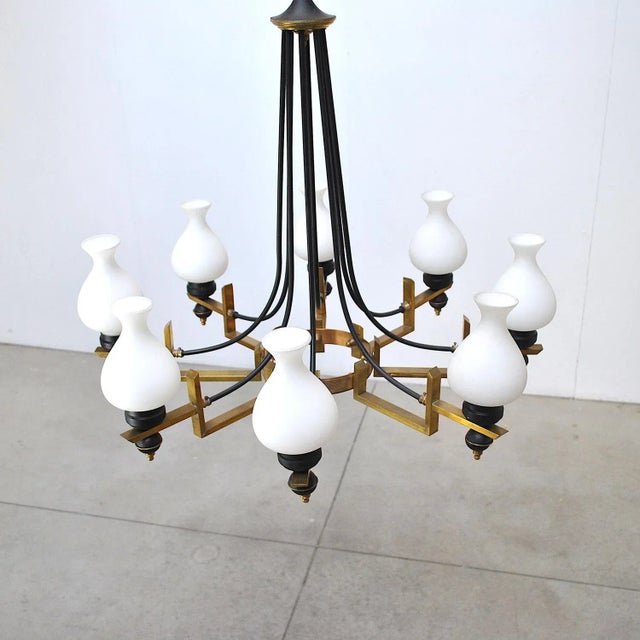 Mid-Century Italian Chandelier from Stilnovo, 1950s For Sale - Image 10 of 11
