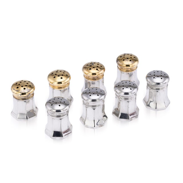 Gold 20th Century American Silver Salt & Pepper Shakers from Cartier, 1930s, Set of 8 For Sale - Image 8 of 8