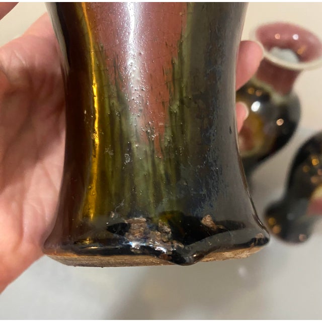 Chinese Set of Three! Colorful Ombre Flambé Glazed Chinese Porcelain Vases For Sale - Image 3 of 13