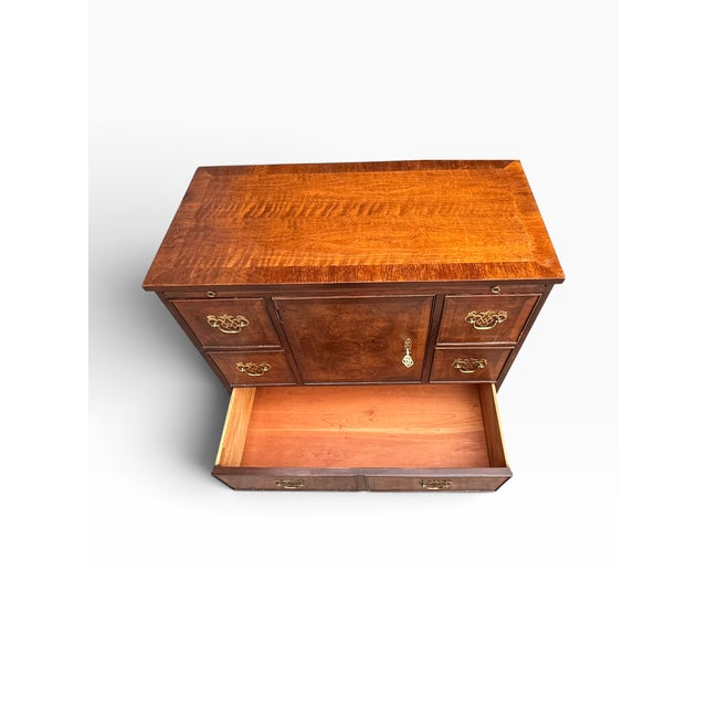 Wood Vintage Kindel Grand Rapids Burl Wood Gentleman’s Chest With Brass Hardware For Sale - Image 7 of 14