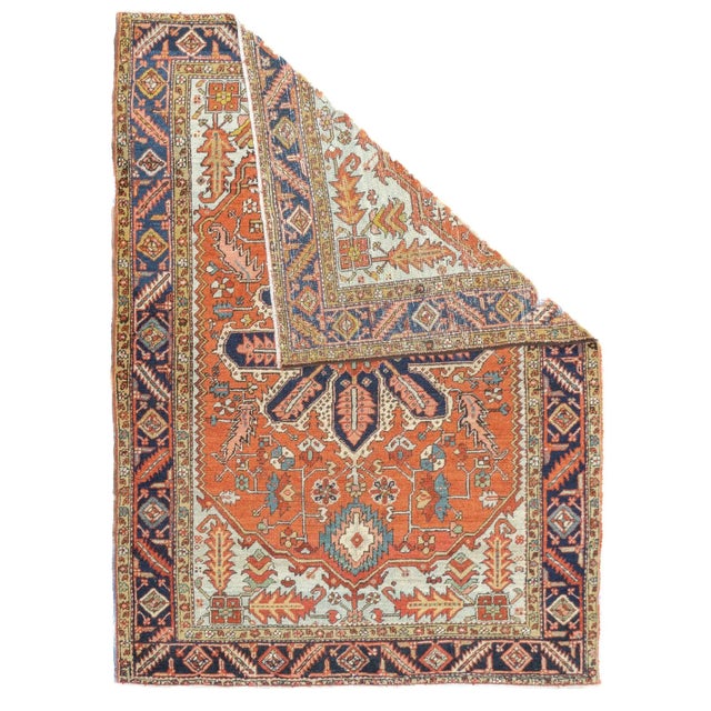 Late 18th Century Late 18th Century Antique Persian Serapi Rug 5'1'' x 6'11'' For Sale - Image 5 of 12