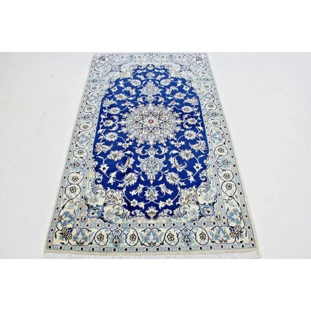 Middle Eastern Hand-Knotted Wool and Silk Nain Rug For Sale - Image 11 of 11