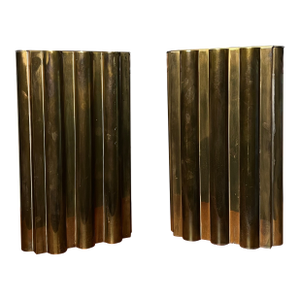 Modernist Brass Lorin Marsh Flower Vases