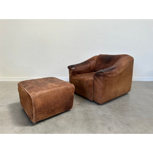 DS47 Sofa with Armchair and Stool in Leather from De Sede, 1970s, Set of 3 For Sale - Image 4 of 18