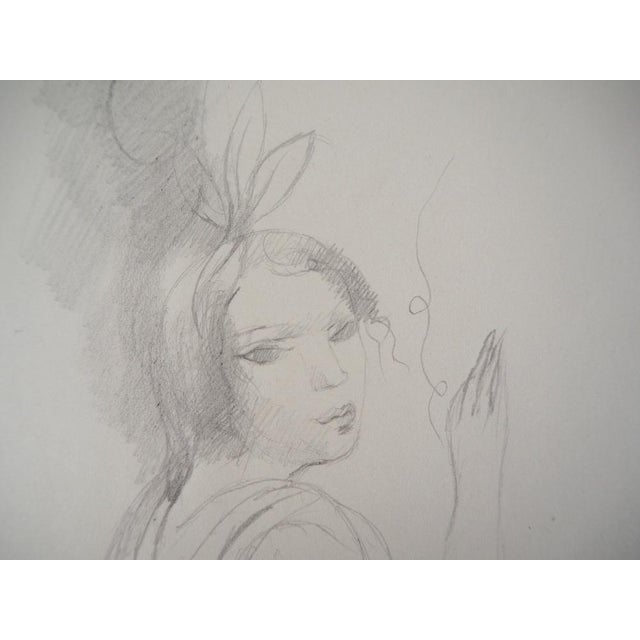 Marie Laurencin, Girl with a Bow, Original Pencil Drawing For Sale - Image 3 of 6