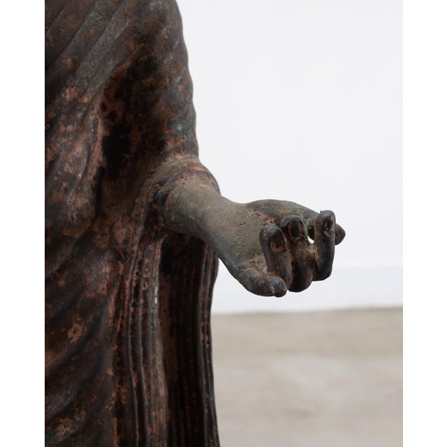 South Asian Cast Iron Buddha Figure Abhaya Mudra Pose 3 Ft For Sale In Sacramento - Image 6 of 18