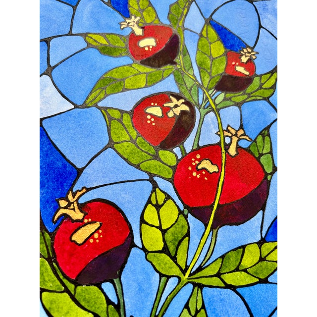 Original Watercolor Painting “Stained Glass Pomegranates” For Sale - Image 11 of 11