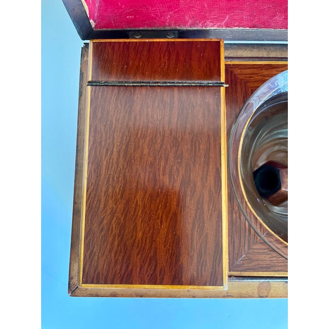 Wood Mid-19th Century English Mahogany Tea Caddy Chest With Glass Mixing Bowl For Sale - Image 7 of 15