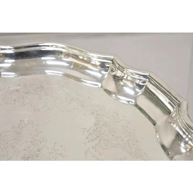 Vintage Sheffield Silver Co. Usa Victorian Silver Plated Scalloped Platter Tray For Sale In Philadelphia - Image 6 of 10