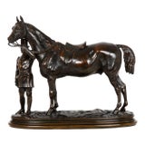 French Antique Bronze Sculpture Race Horse “Walter Scott” by Alfred Barye For Sale